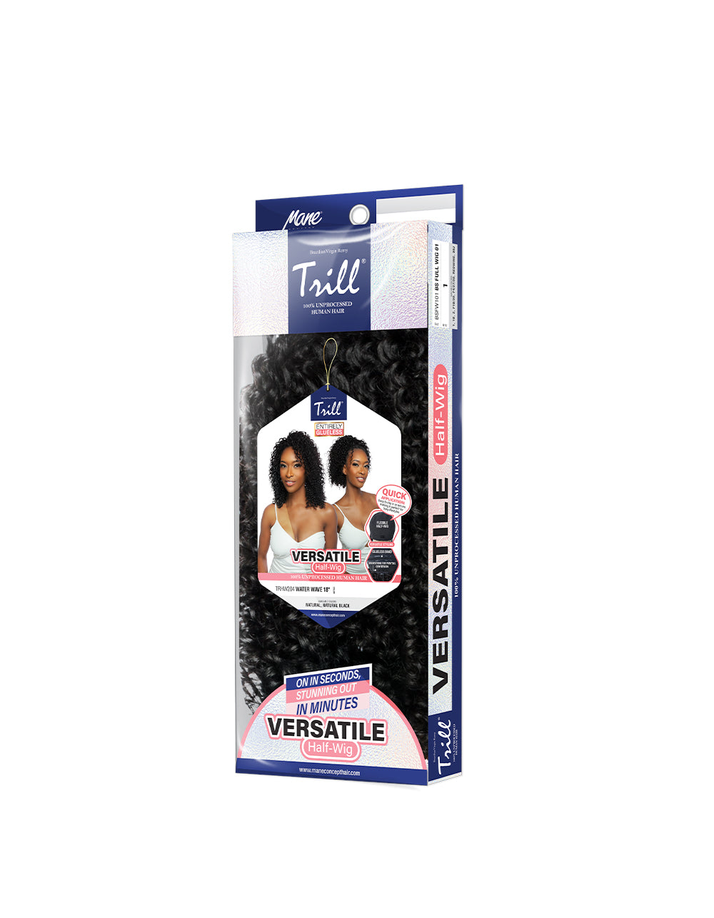 [TRILL]100% Unprocessed Virgin Human Hair Half Wig Trill Versatile Glueless TRHW204 Water Wave 18"
