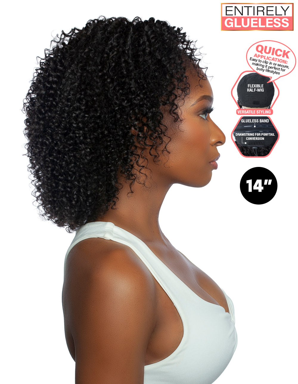 [TRILL]100% Unprocessed Virgin Human Hair Half Wig Trill Versatile Glueless TRHW205 Jerry Curl 14"