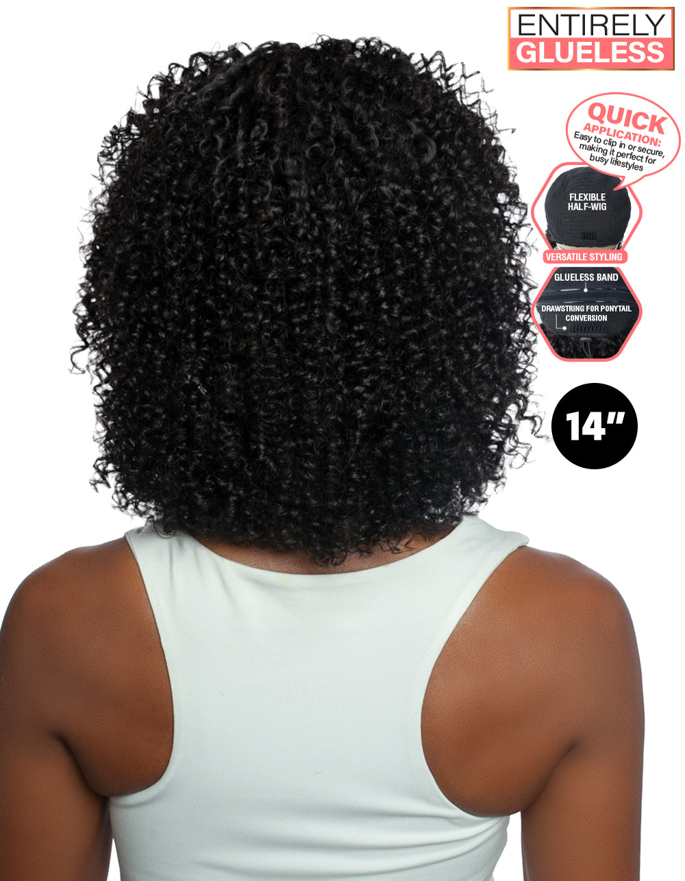 [TRILL]100% Unprocessed Virgin Human Hair Half Wig Trill Versatile Glueless TRHW205 Jerry Curl 14"