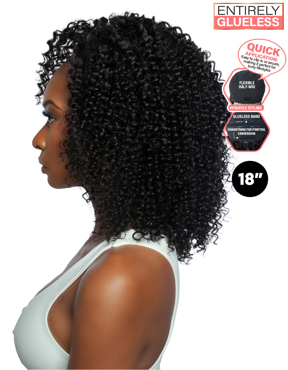 [TRILL]100% Unprocessed Virgin Human Hair Half Wig Trill Versatile Glueless TRHW206 Jerry Curl 18"