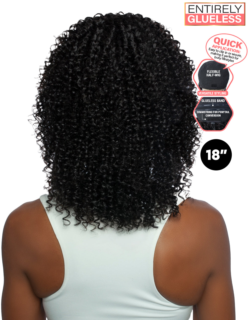 [TRILL]100% Unprocessed Virgin Human Hair Half Wig Trill Versatile Glueless TRHW206 Jerry Curl 18"