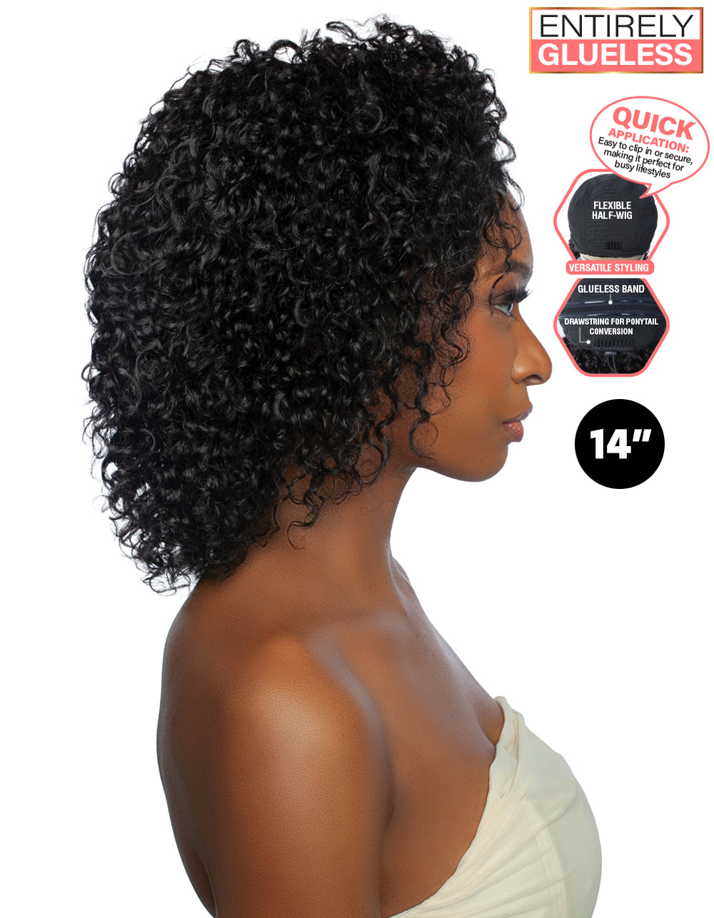 [TRILL]100% Unprocessed Virgin Human Hair Half Wig Trill Versatile Glueless TRHW207 Burmese Curl 14"