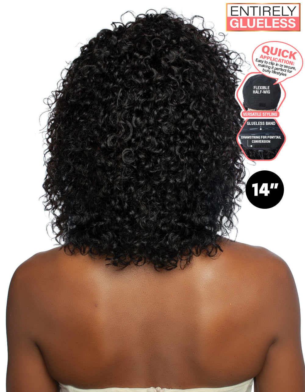 [TRILL]100% Unprocessed Virgin Human Hair Half Wig Trill Versatile Glueless TRHW207 Burmese Curl 14"