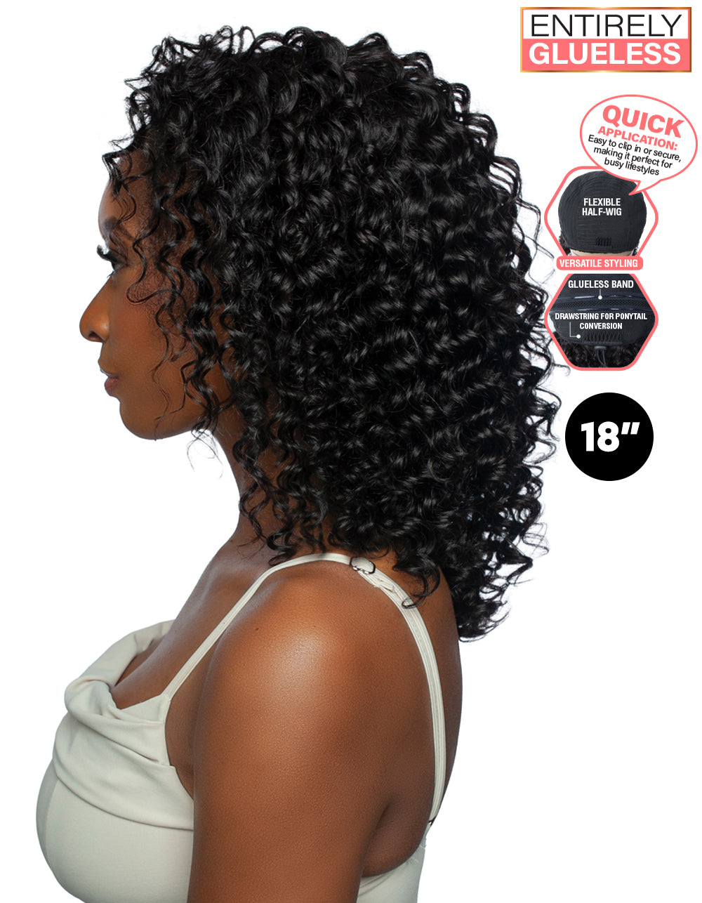 [TRILL]100% Unprocessed Virgin Human Hair Half Wig Trill Versatile Glueless TRHW208 Burmese Curl 18"
