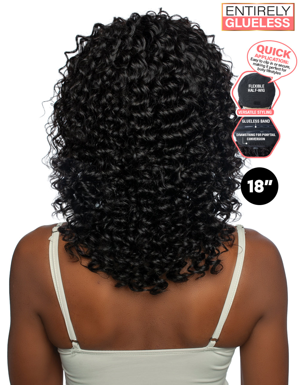 [TRILL]100% Unprocessed Virgin Human Hair Half Wig Trill Versatile Glueless TRHW208 Burmese Curl 18"