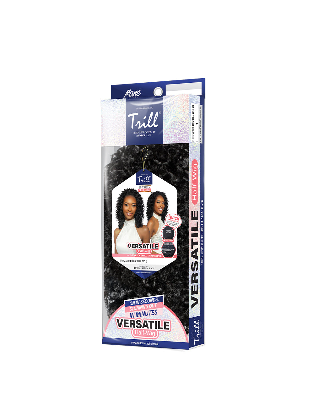 [TRILL]100% Unprocessed Virgin Human Hair Half Wig Trill Versatile Glueless TRHW208 Burmese Curl 18"