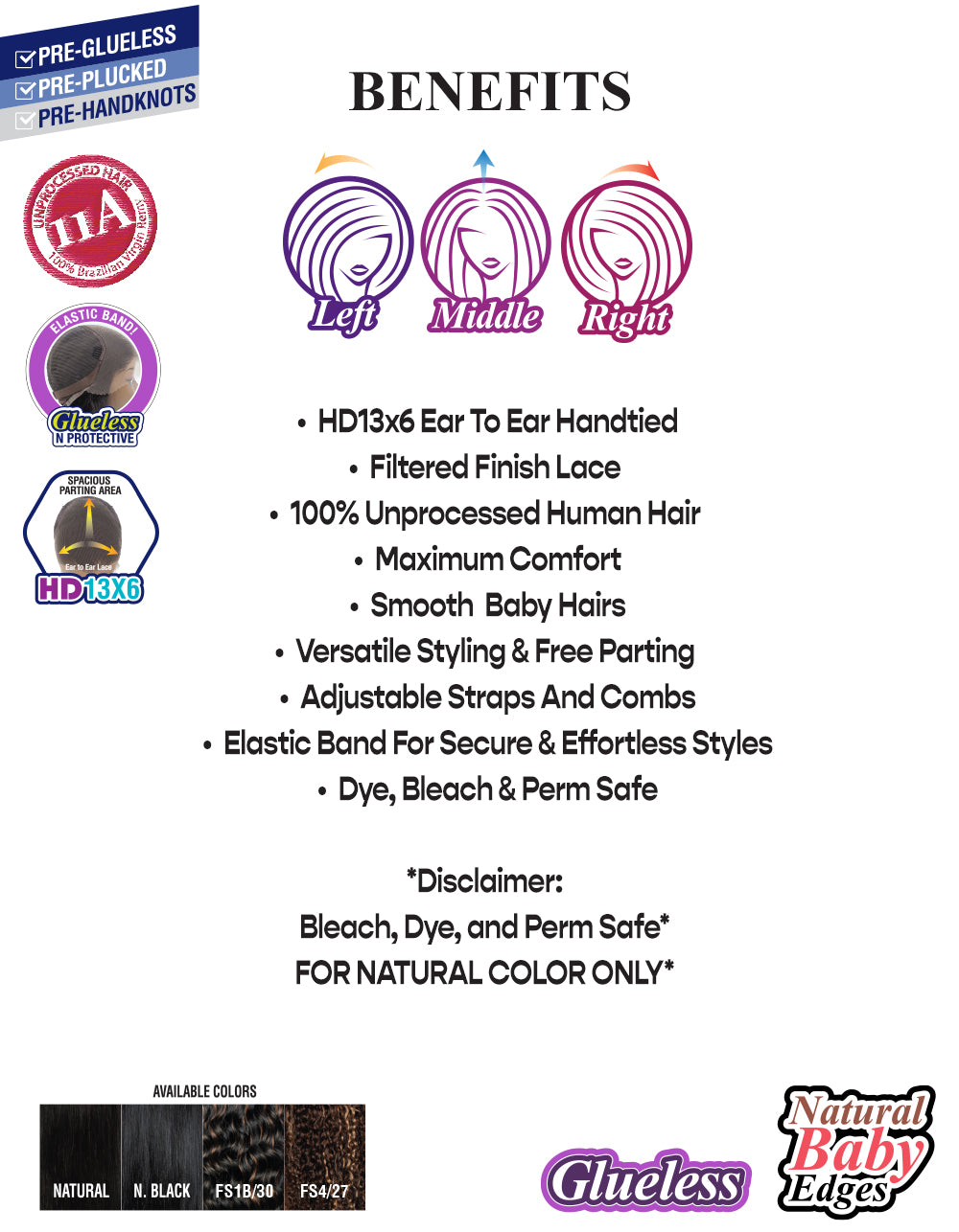 [TRILL]100% Unprocessed Virgin Human Hair HD13X6 Ear To Ear Handtied Free Part Lace Front Wig TRP2201 Ripple Deep 20"