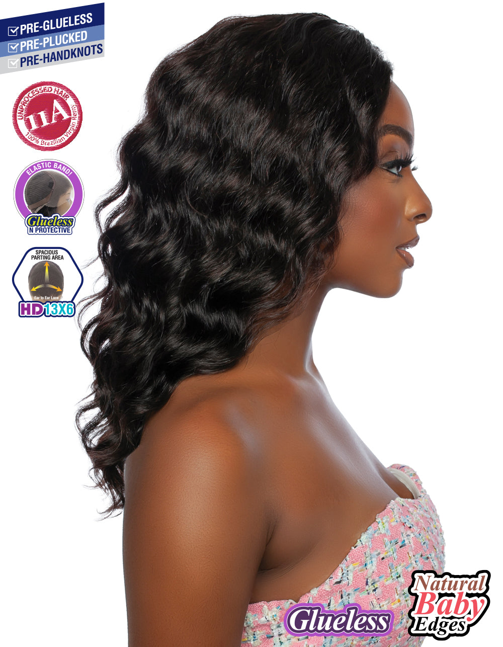 [TRILL]100% Unprocessed Virgin Human Hair HD13X6 Ear To Ear Handtied Free Part Lace Front Wig TRP2201 Ripple Deep 20"