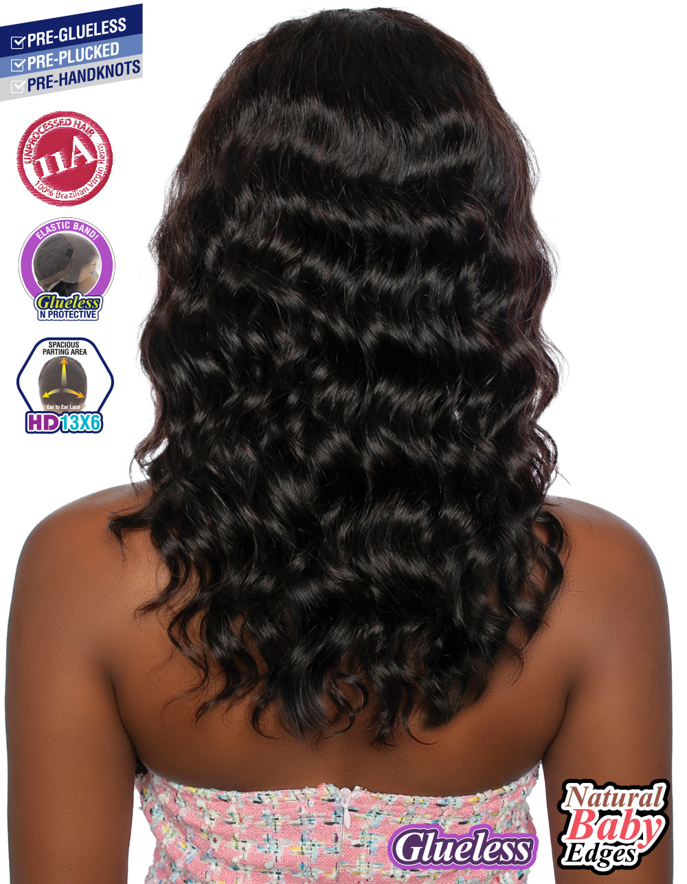 [TRILL]100% Unprocessed Virgin Human Hair HD13X6 Ear To Ear Handtied Free Part Lace Front Wig TRP2201 Ripple Deep 20"