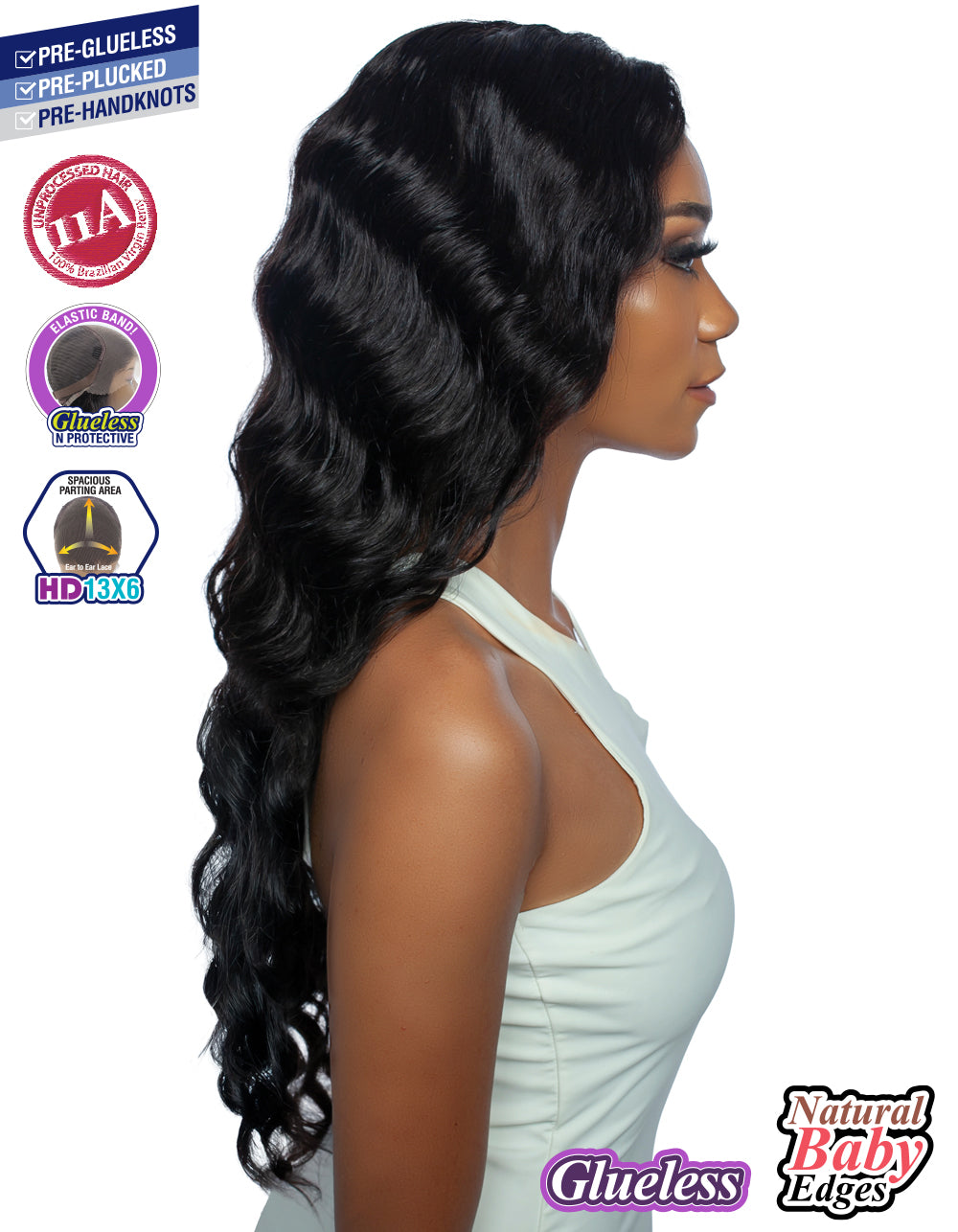 [TRILL]100% Unprocessed Virgin Human Hair HD13X6 Ear To Ear Handtied Free Part Lace Front Wig TRP2202 Ripple Deep 24"