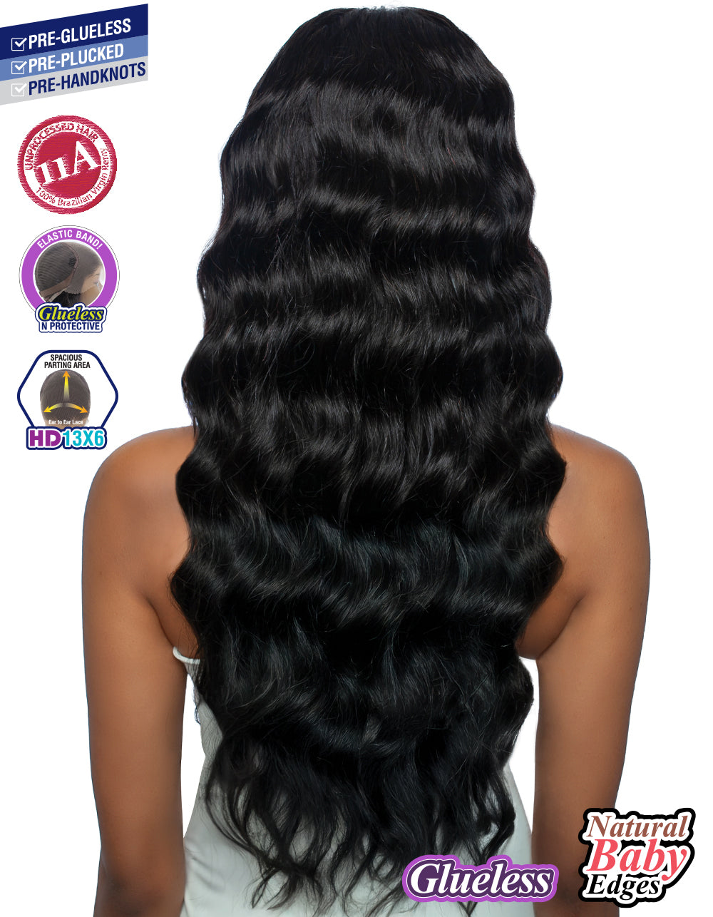 [TRILL]100% Unprocessed Virgin Human Hair HD13X6 Ear To Ear Handtied Free Part Lace Front Wig TRP2202 Ripple Deep 24"