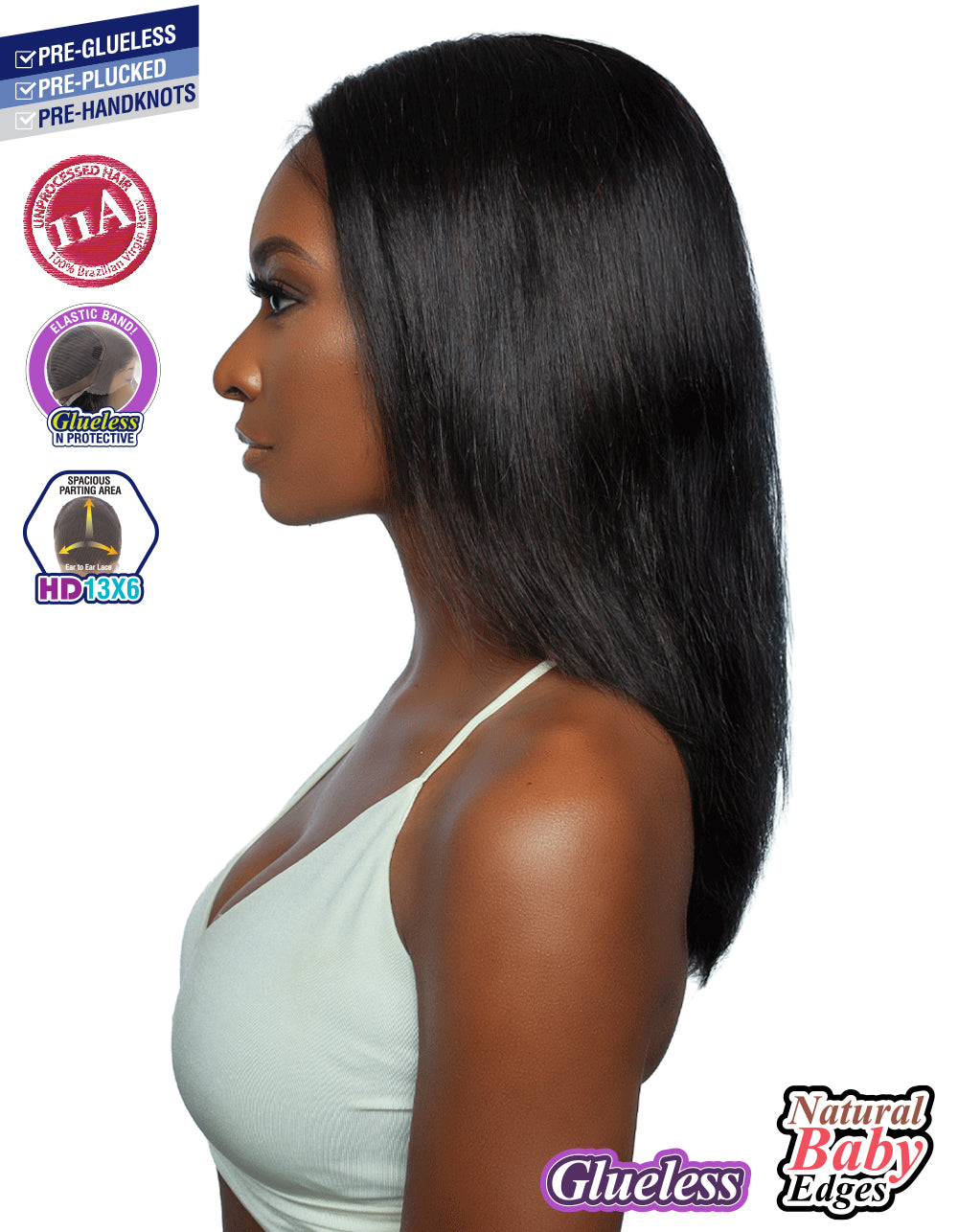 [TRILL]100% Unprocessed Virgin Human Hair HD13X6 Ear To Ear Handtied Free Part Lace Front Wig TRP2203 STRAIGHT 20"