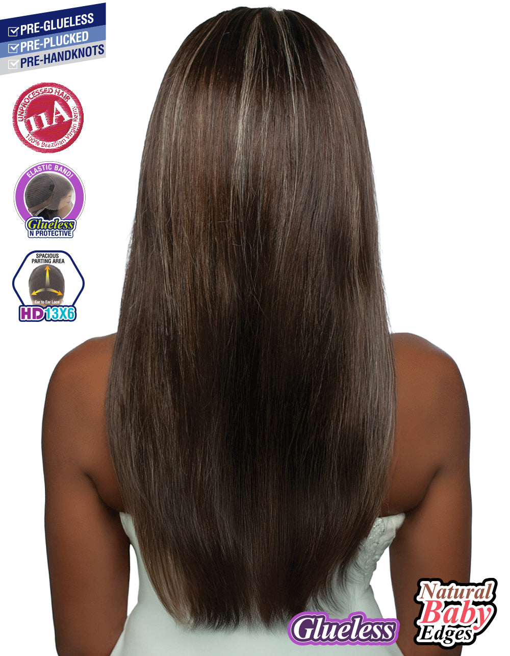 [TRILL]100% Unprocessed Virgin Human Hair HD13X6 Ear To Ear Handtied Free Part Lace Front Wig TRP2204 STRAIGHT 24"