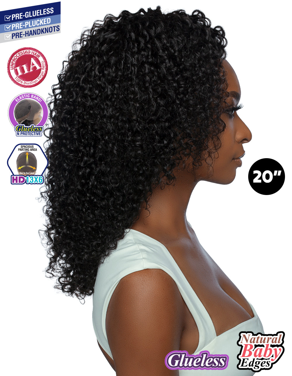 [TRILL]100% Unprocessed Virgin Human Hair HD13X6 Ear To Ear Handtied Free Part Lace Front Wig TRP2207 JERRY CURL 20"