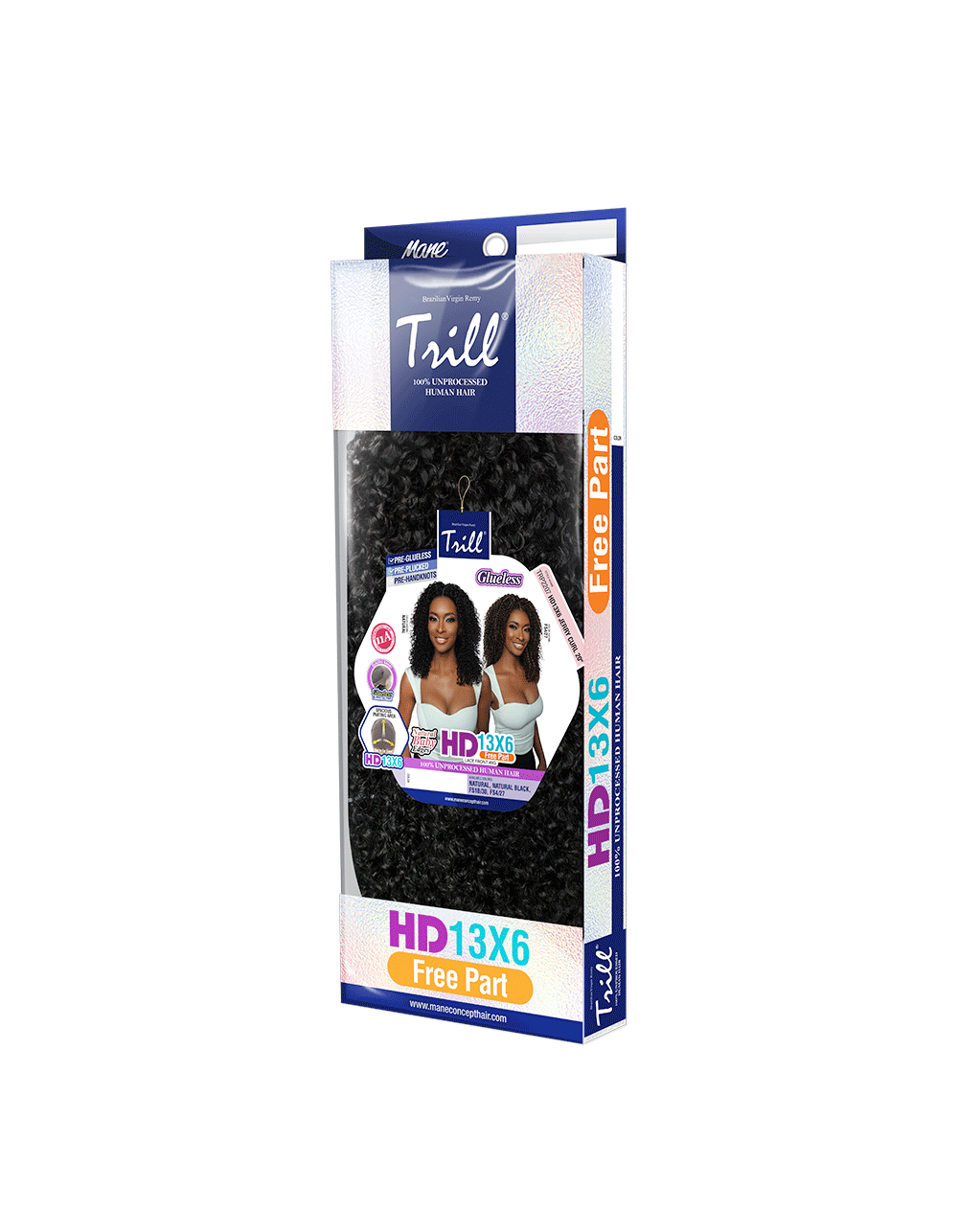 [TRILL]100% Unprocessed Virgin Human Hair HD13X6 Ear To Ear Handtied Free Part Lace Front Wig TRP2207 JERRY CURL 20"