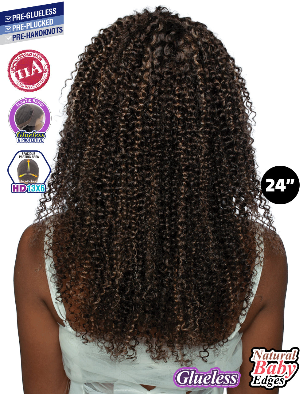 [TRILL]100% Unprocessed Virgin Human Hair HD13X6 Ear To Ear Handtied Free Part Lace Front Wig TRP2208 JERRY CURL 24"