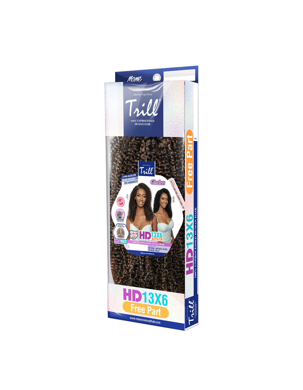 [TRILL]100% Unprocessed Virgin Human Hair HD13X6 Ear To Ear Handtied Free Part Lace Front Wig TRP2208 JERRY CURL 24"