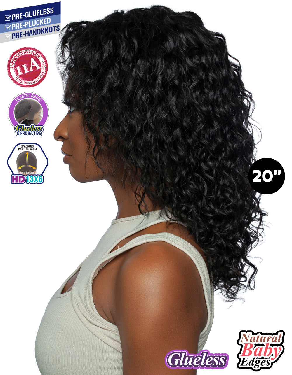 [TRILL]100% Unprocessed Virgin Human Hair HD13X6 Ear To Ear Handtied Free Part Lace Front Wig TRP2209 HAWAIIAN CURL 20"