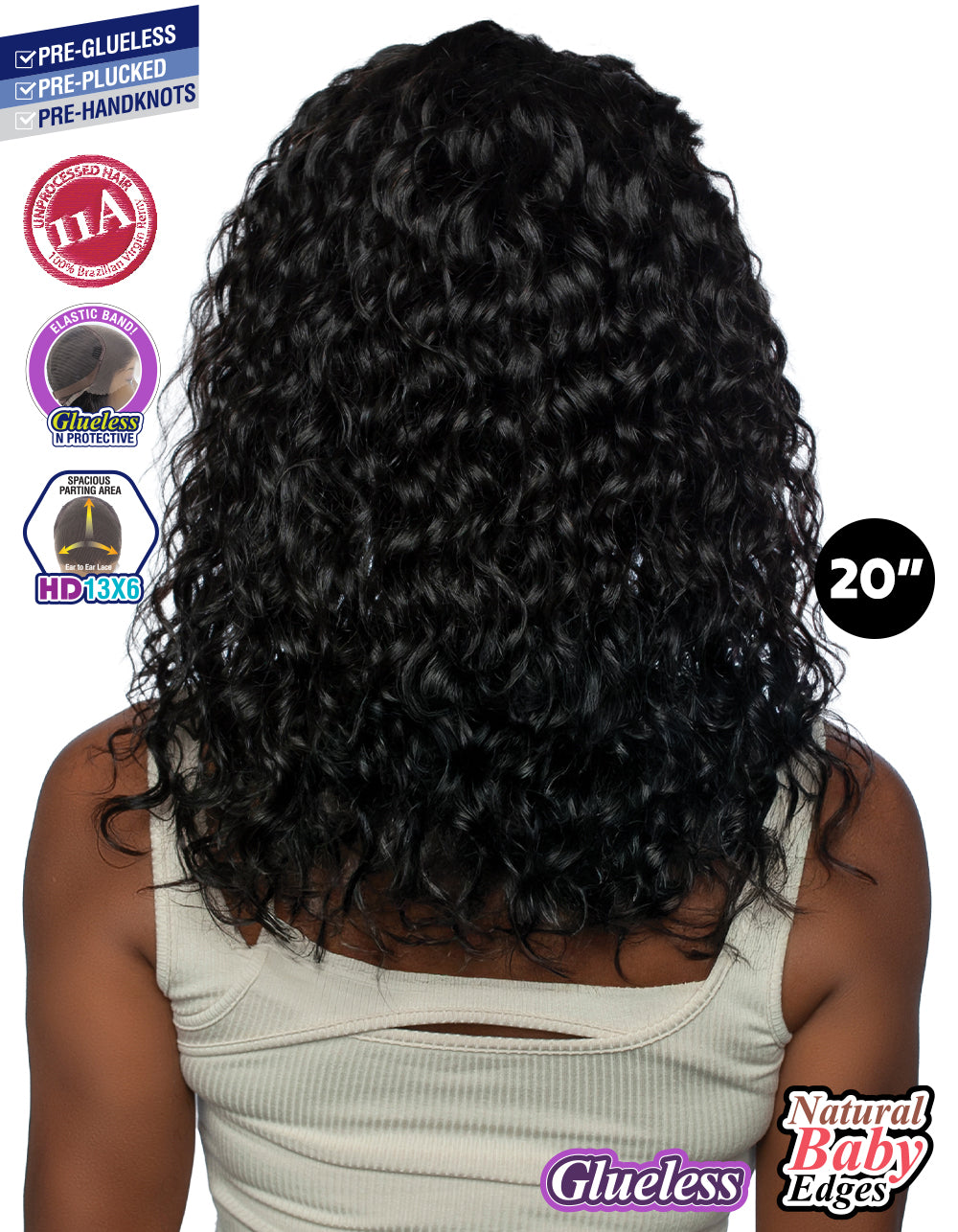 [TRILL]100% Unprocessed Virgin Human Hair HD13X6 Ear To Ear Handtied Free Part Lace Front Wig TRP2209 HAWAIIAN CURL 20"
