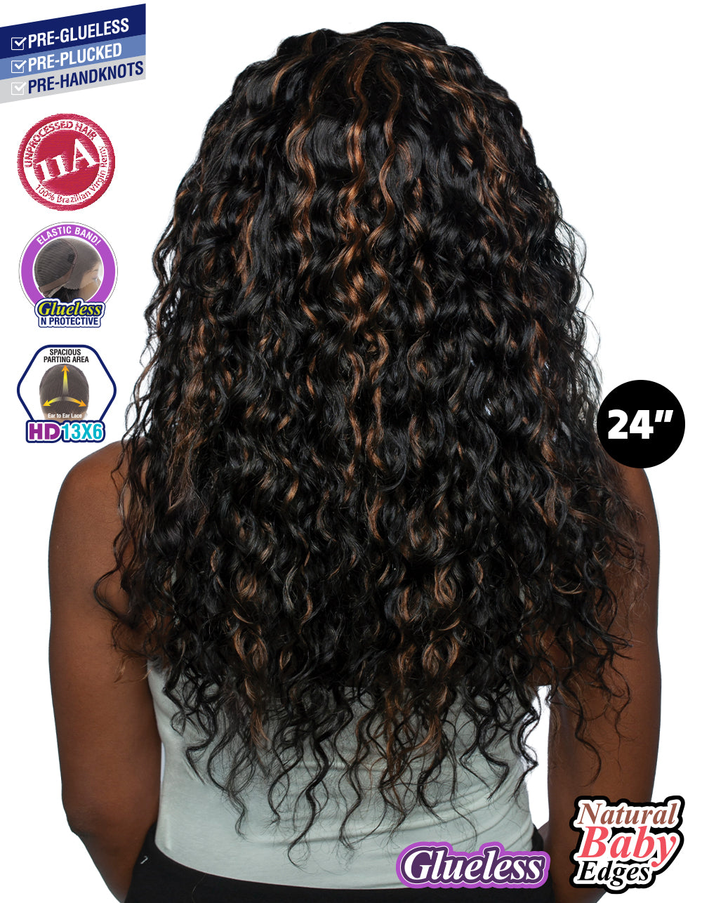 [TRILL]100% Unprocessed Virgin Human Hair HD13X6 Ear To Ear Handtied Free Part Lace Front Wig TRP2210 HAWAIIAN CURL 24"