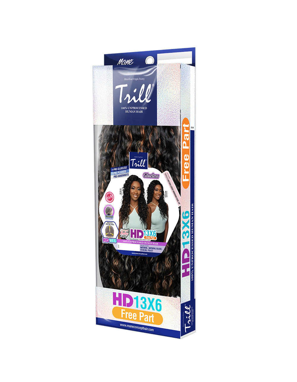 [TRILL]100% Unprocessed Virgin Human Hair HD13X6 Ear To Ear Handtied Free Part Lace Front Wig TRP2210 HAWAIIAN CURL 24"